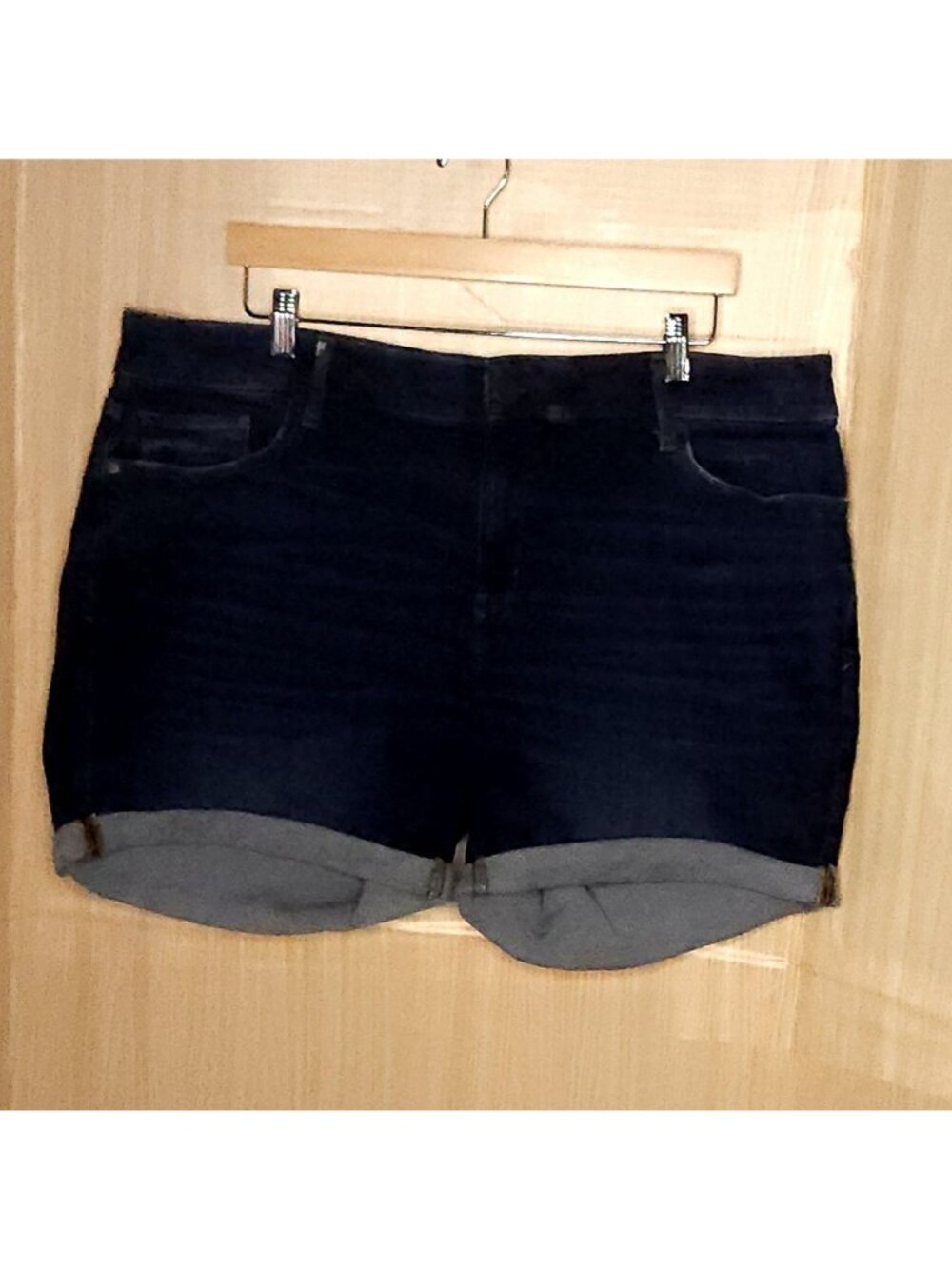A.N.A Womens Plus Dark Wash Mid Rise Midi Denim Shorts 18W